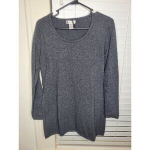 Womens Angora Wool Blend Sweater Top Gray XL Long Valerie Bertinelli Cozy soft